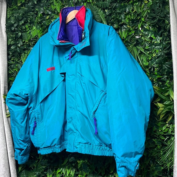 Vintage Columbia Whirlbird 3-in-1 Ski Jacket Mens XL Teal Red 90s Retro Coat